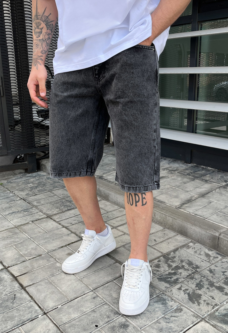 Pantaloni scurți din denim Staff baggy c3 gray