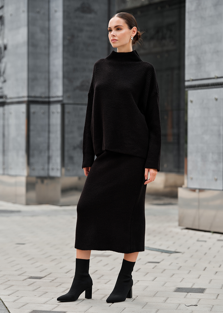 Costum tricotat de damă Staff soft black oversize
