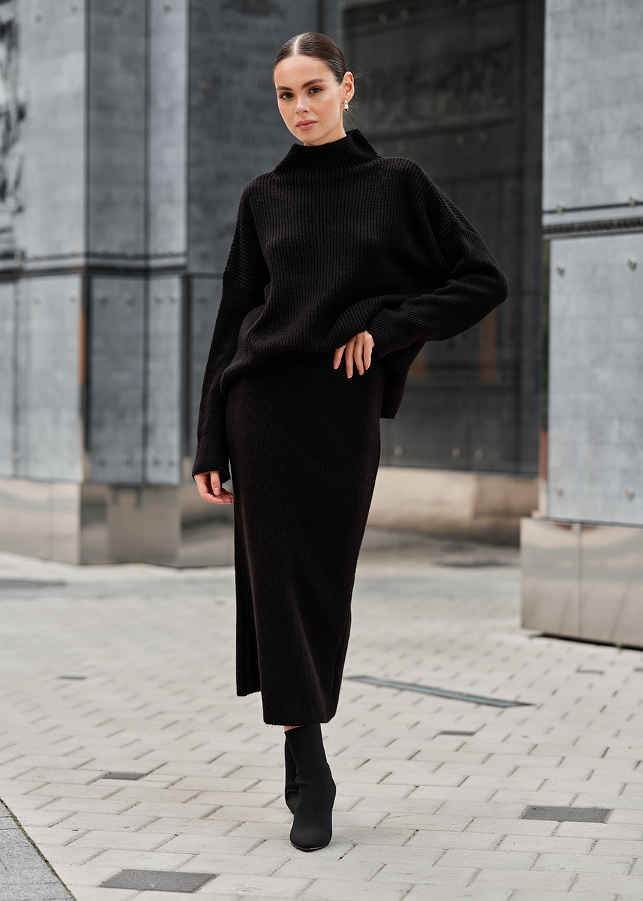 Costum tricotat de damă Staff soft black oversize