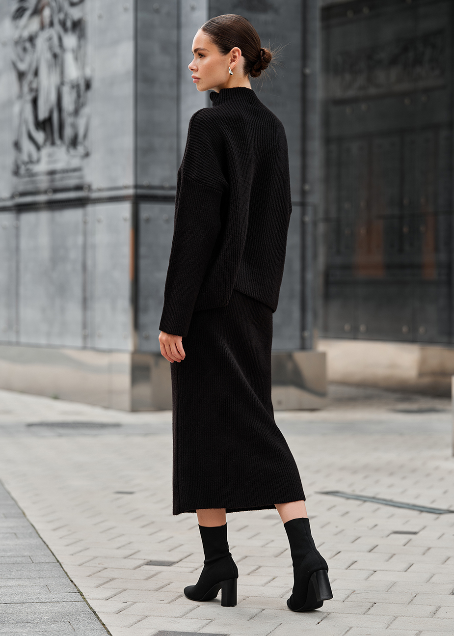 Costum tricotat de damă Staff soft black oversize