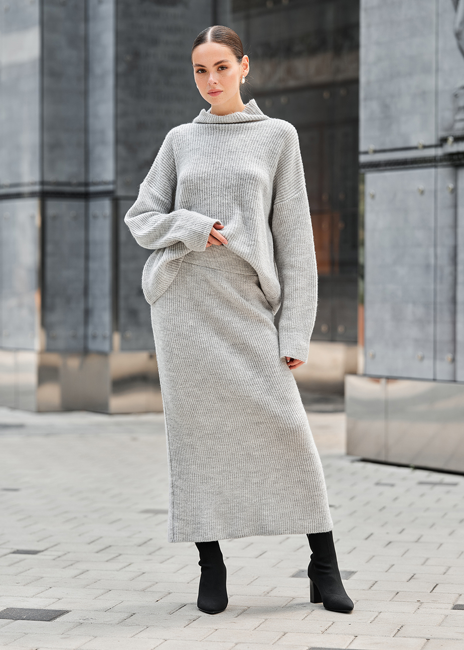 Costum tricotat de damă Staff soft gray oversize