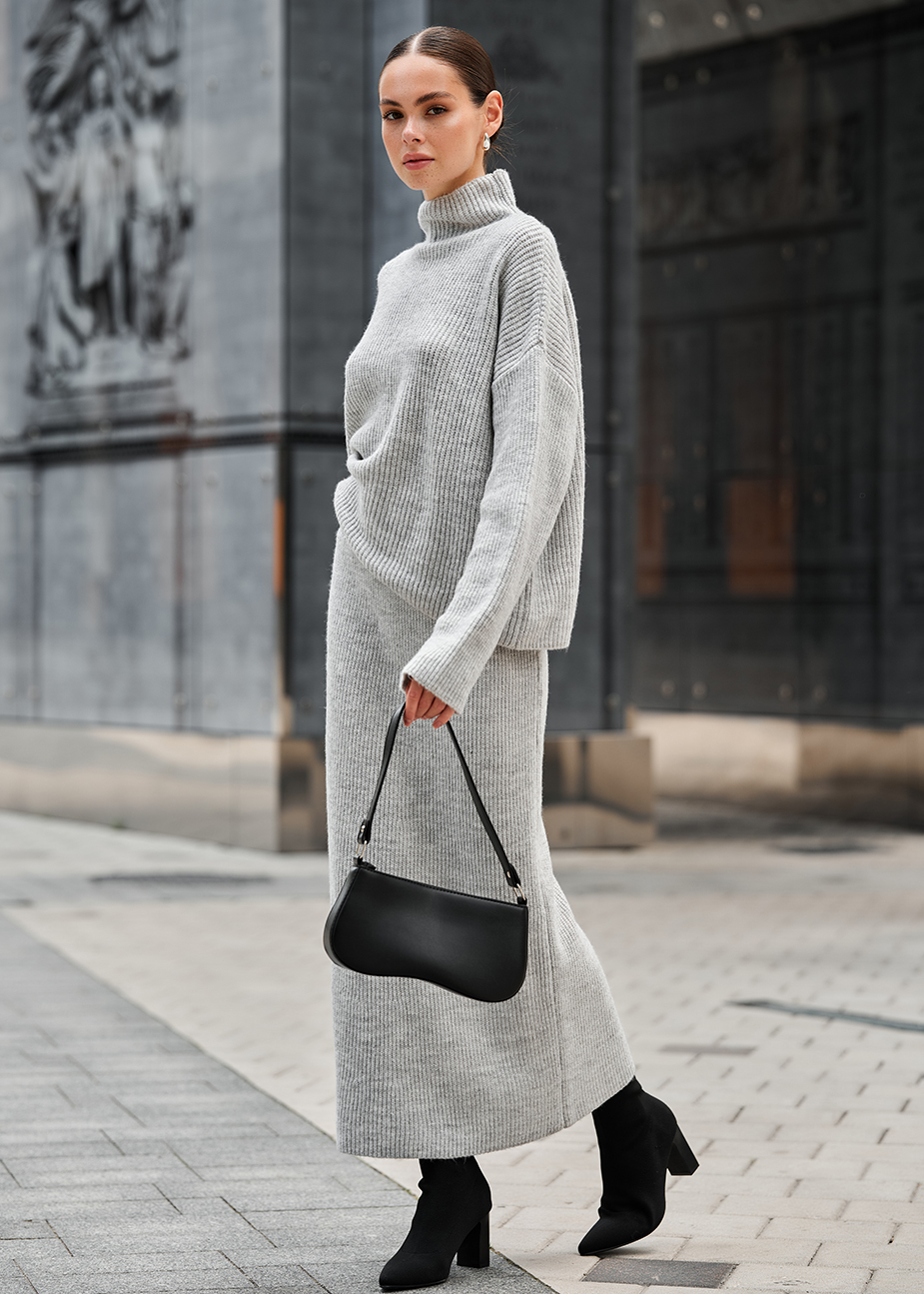 Costum tricotat de damă Staff soft gray oversize