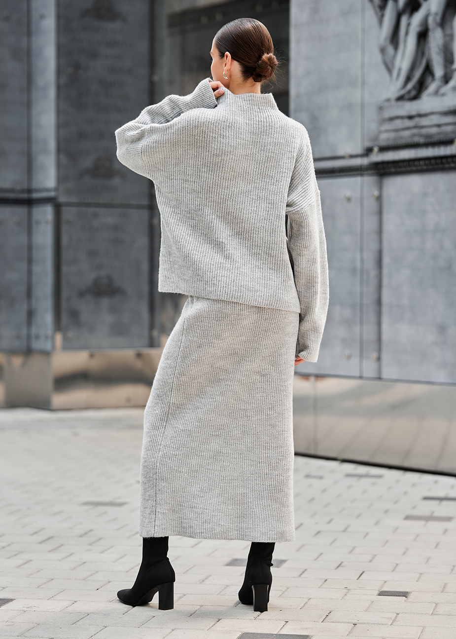 Costum tricotat de damă Staff soft gray oversize