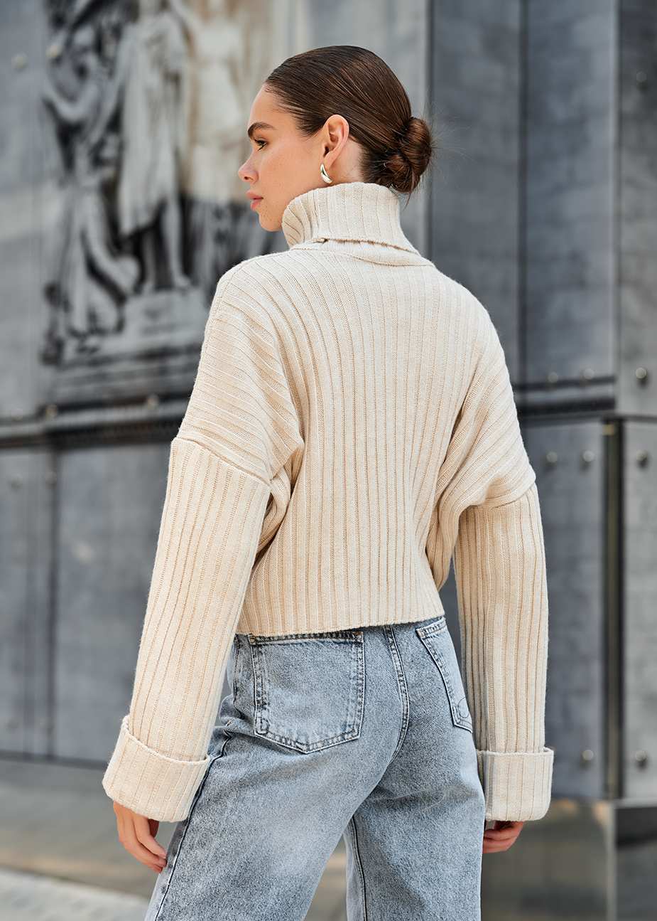 Pulover tricotat de damă Staff nalle beige