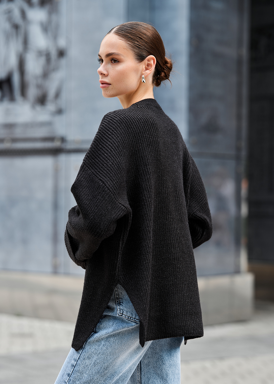 Pulover tricotat de damă Staff lun black oversize
