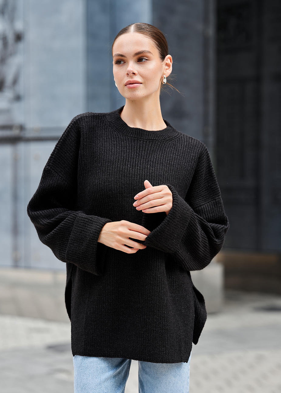 Pulover tricotat de damă Staff lun black oversize