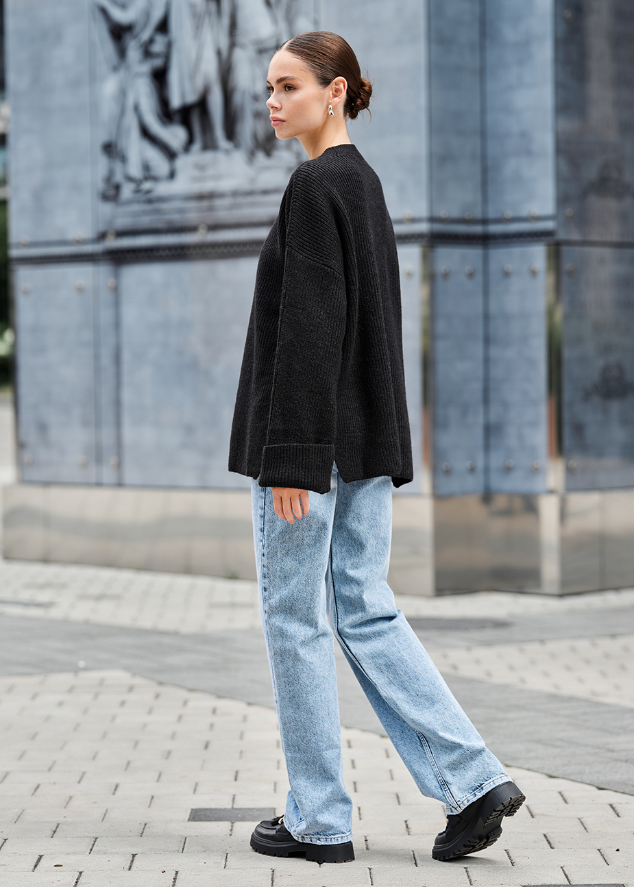 Pulover tricotat de damă Staff lun black oversize