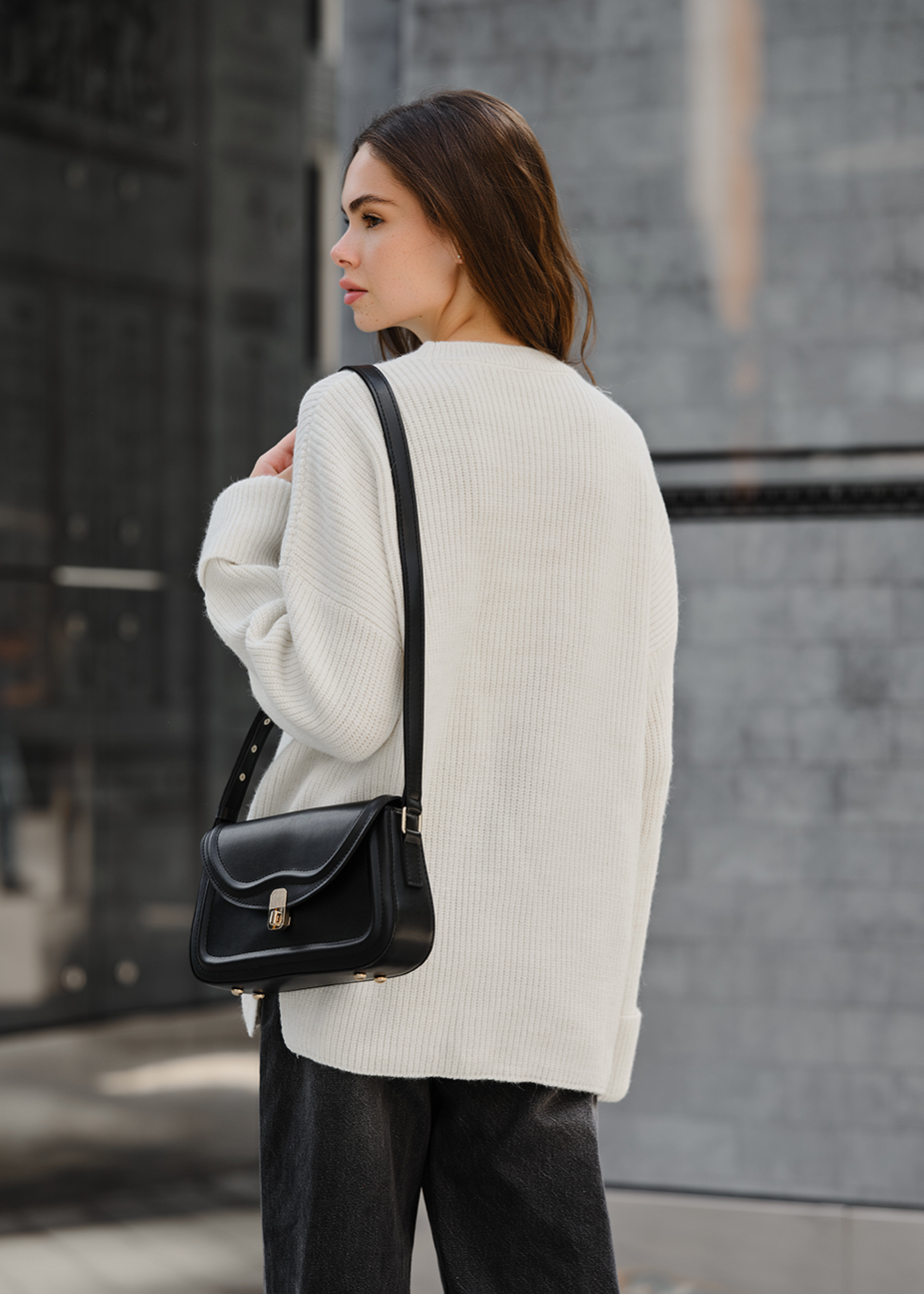 Pulover tricotat de damă Staff lun white oversize