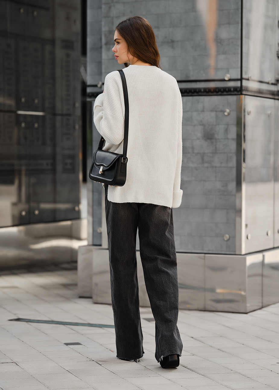 Pulover tricotat de damă Staff lun white oversize