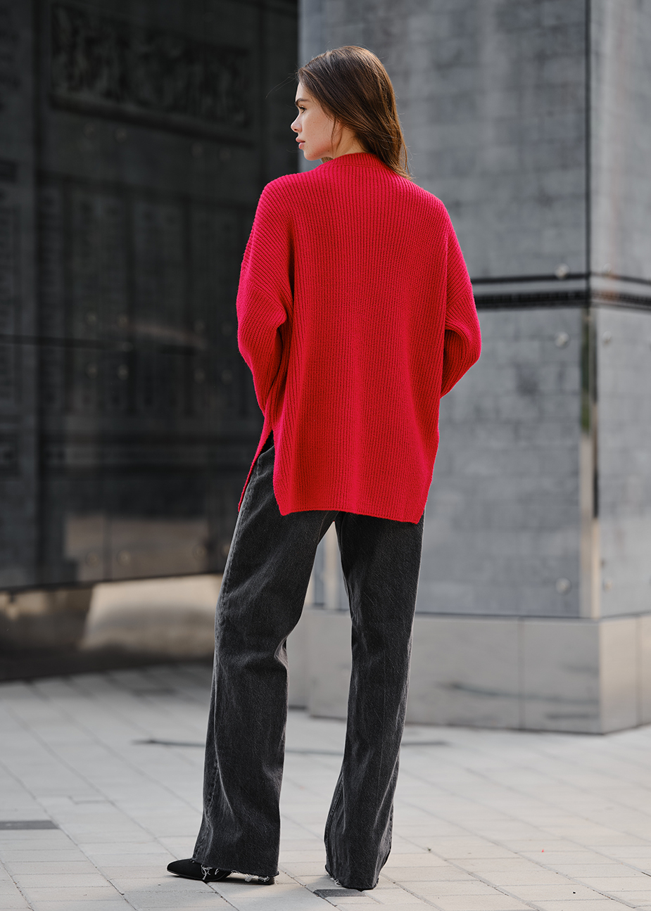 Pulover tricotat de damă Staff lun red oversize