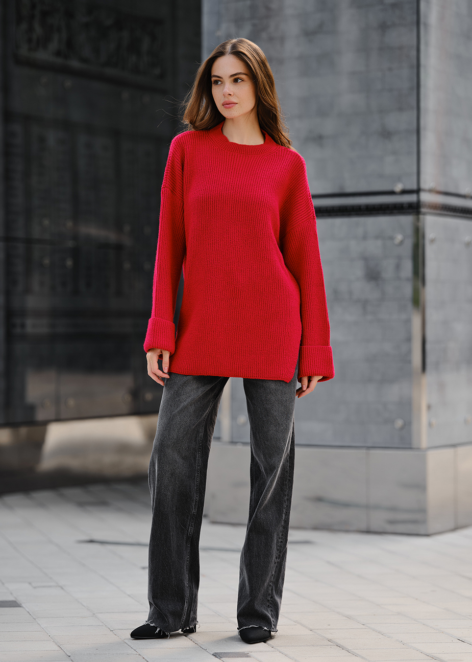 Pulover tricotat de damă Staff lun red oversize