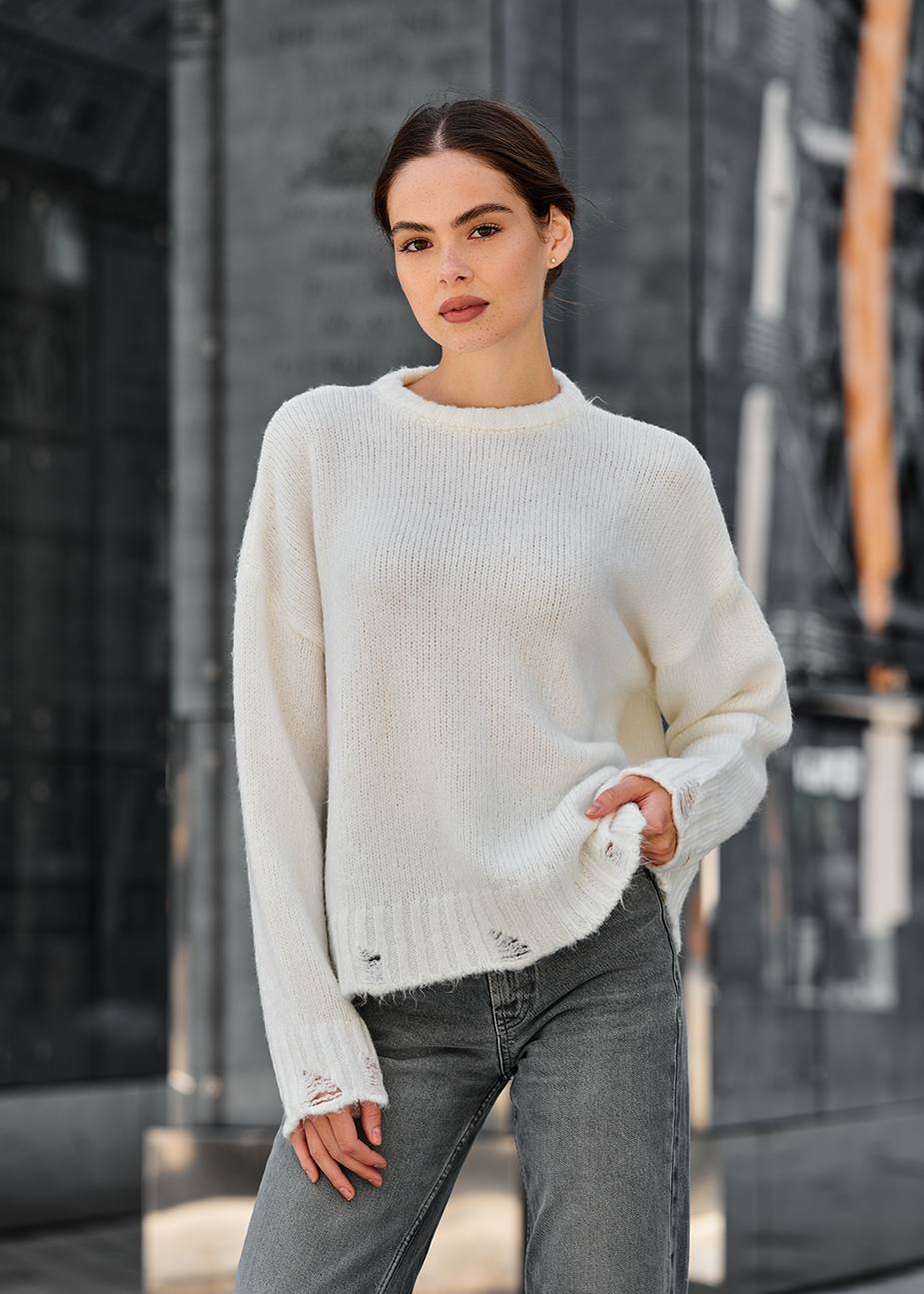 Pulover tricotat de damă Staff fiora white