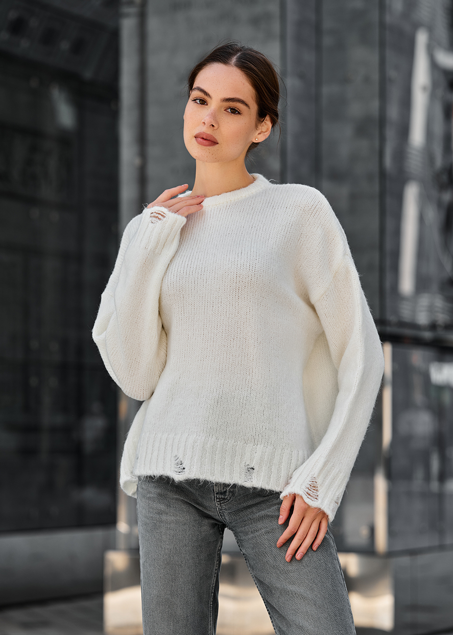 Pulover tricotat de damă Staff fiora white