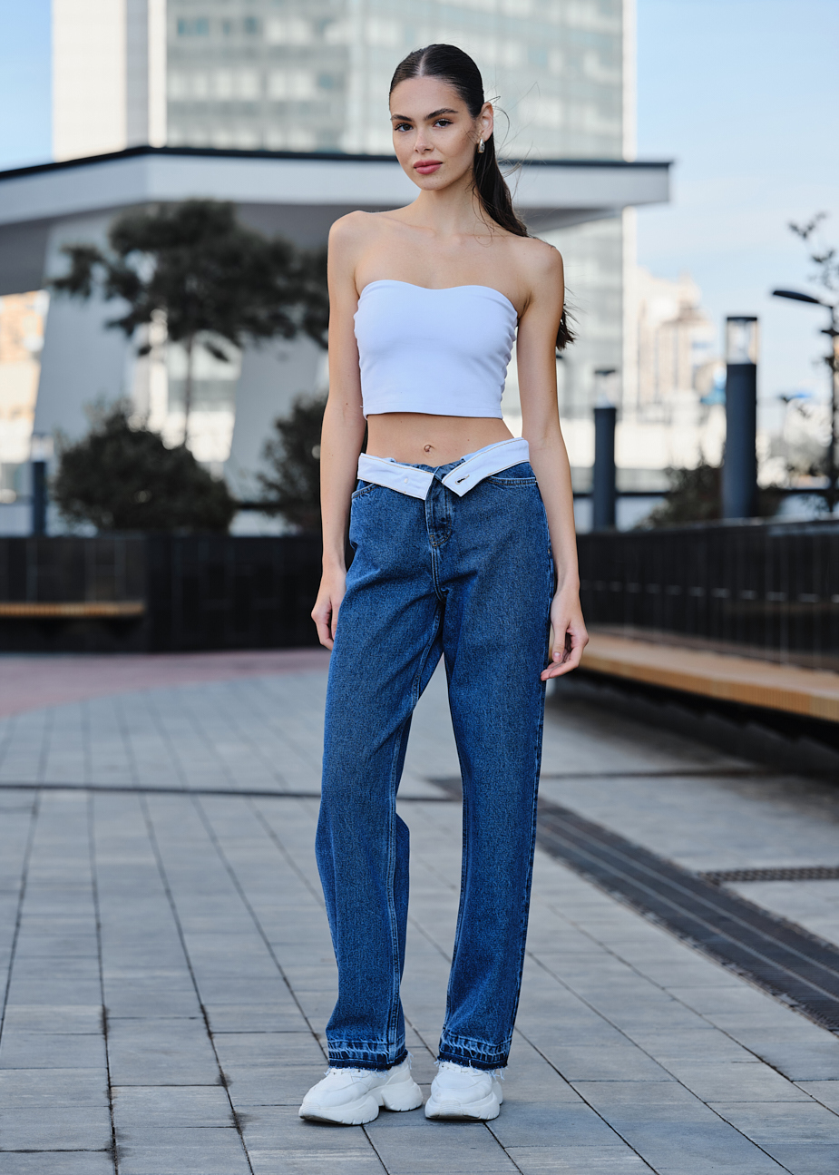 Blugi de damă Staff wide leg blue