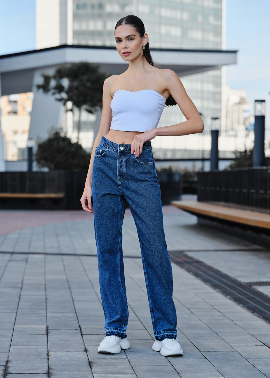 Blugi de damă Staff wide leg blue