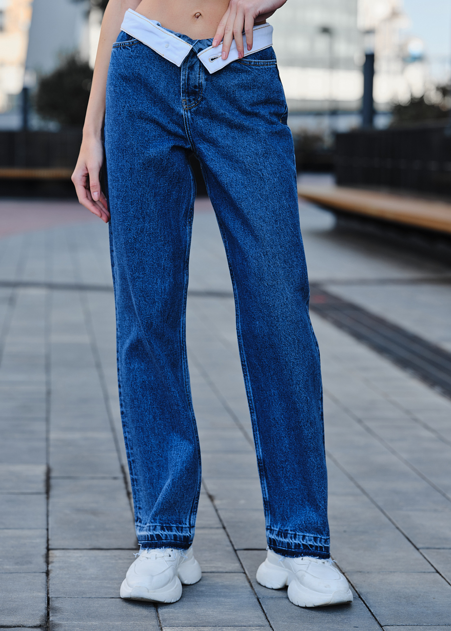 Blugi de damă Staff wide leg blue