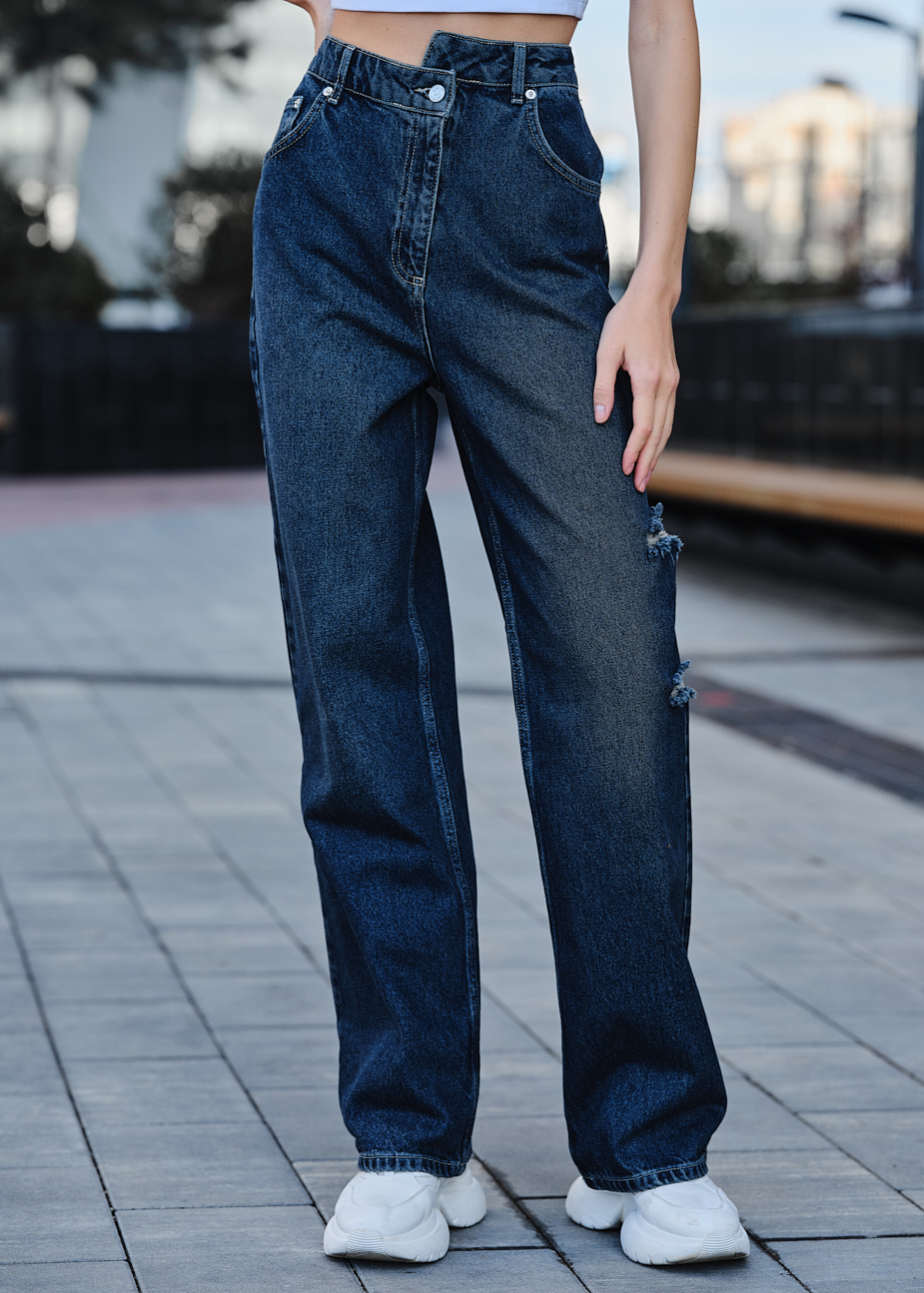 Blugi de damă Staff wide leg dark blue