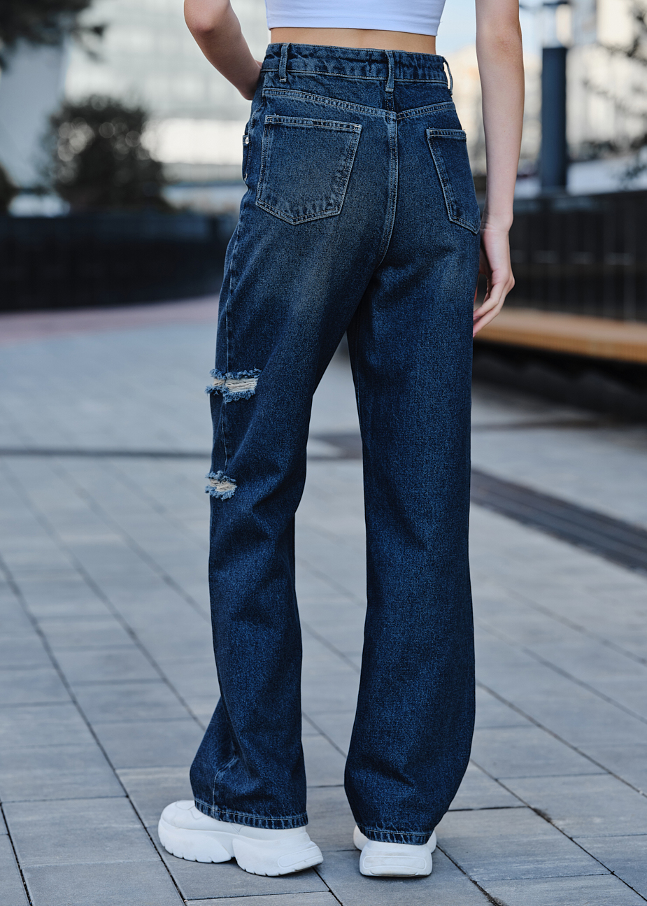 Blugi de damă Staff wide leg dark blue