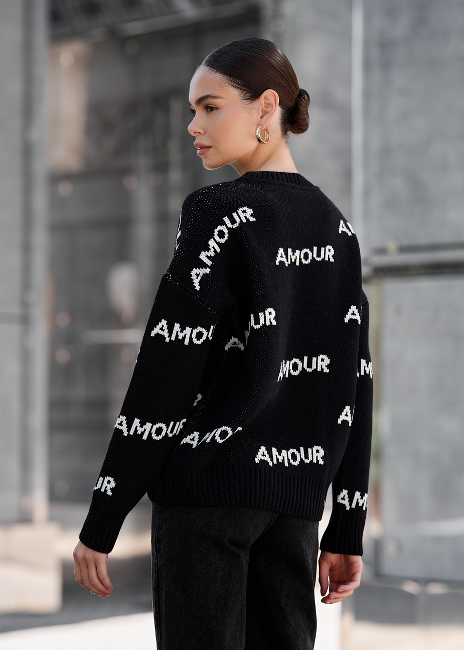 Pulover tricotat de damă Staff amour black