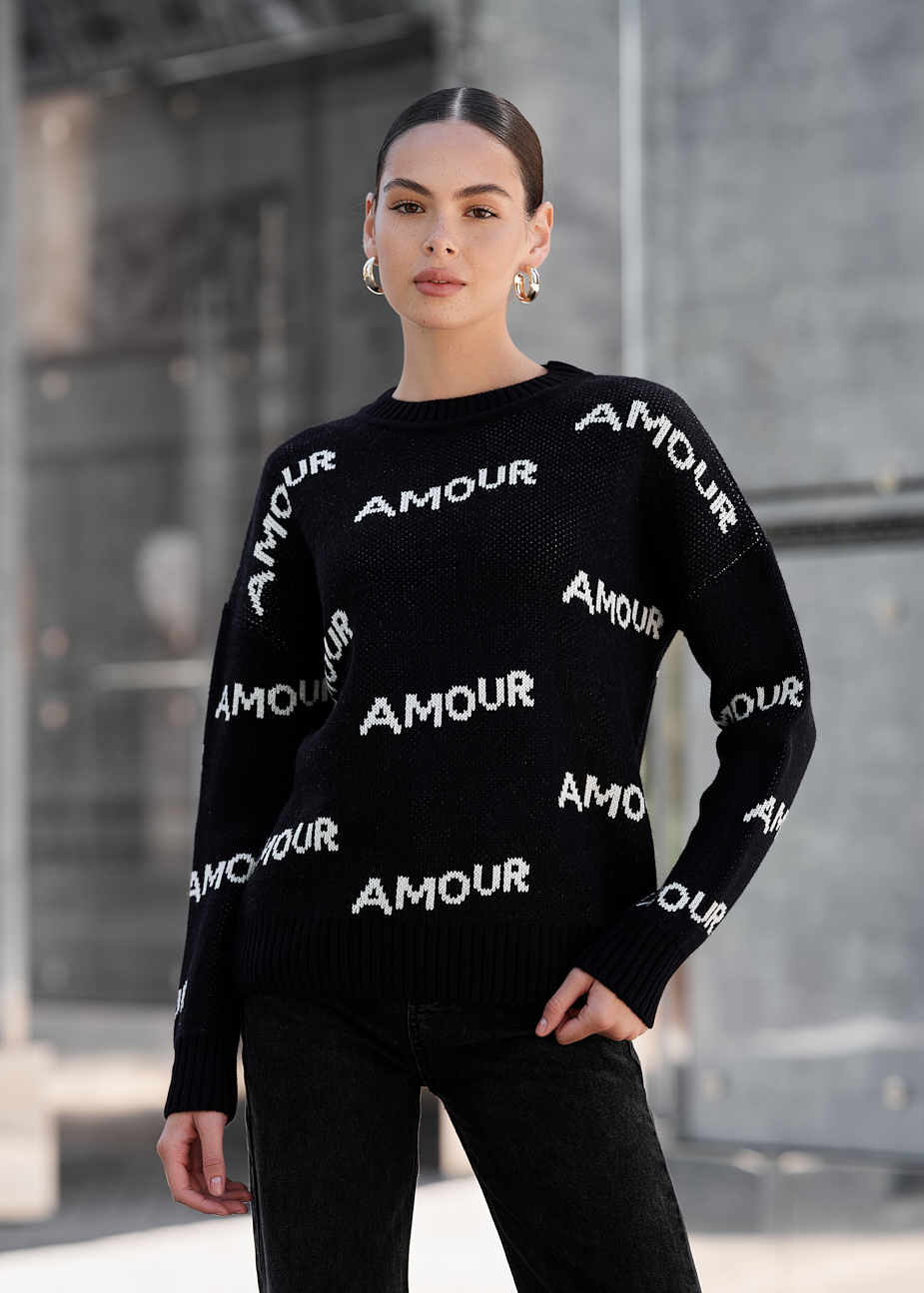 Pulover tricotat de damă Staff amour black
