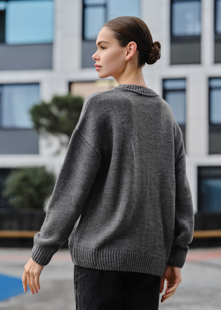 Pulover tricotat de damă Staff amour gray oversize