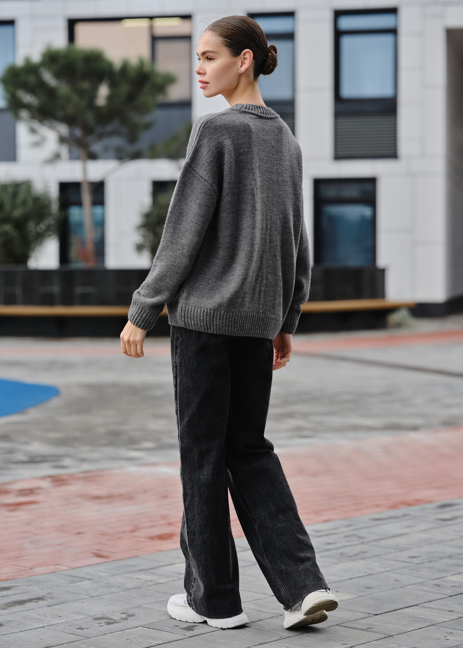 Pulover tricotat de damă Staff amour gray oversize