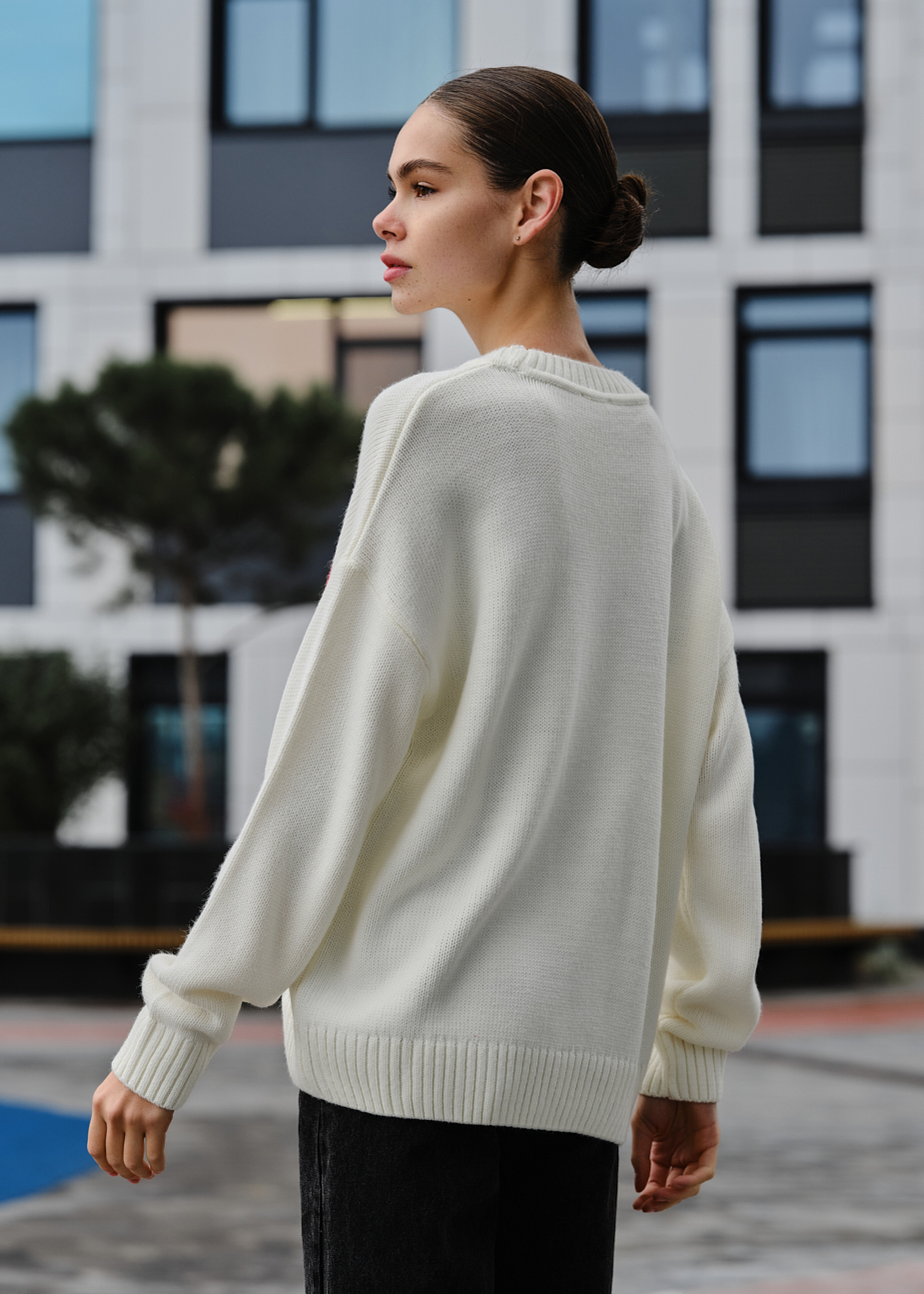 Pulover tricotat de damă Staff amour milk oversize