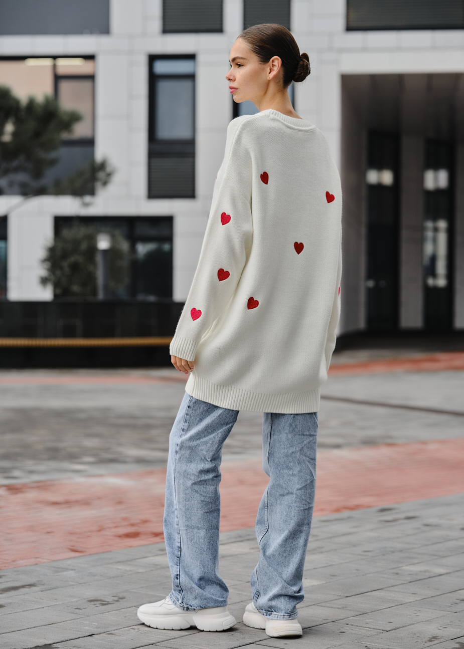 Rochie-pulover tricotat de damă Staff hearts oversize