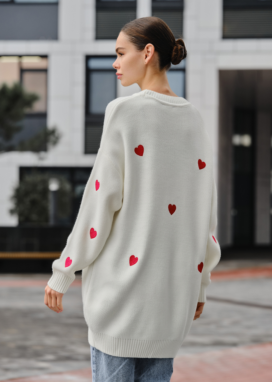 Rochie-pulover tricotat de damă Staff hearts oversize