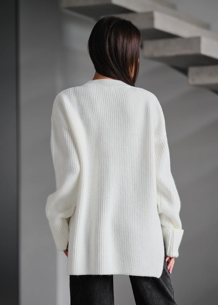 Pulover tricotat de damă Staff lo white oversize