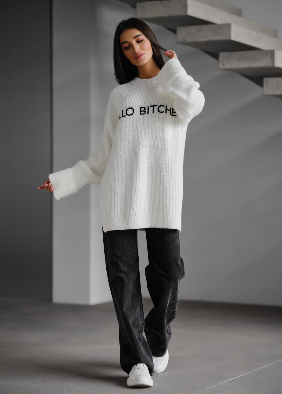 Pulover tricotat de damă Staff lo white oversize