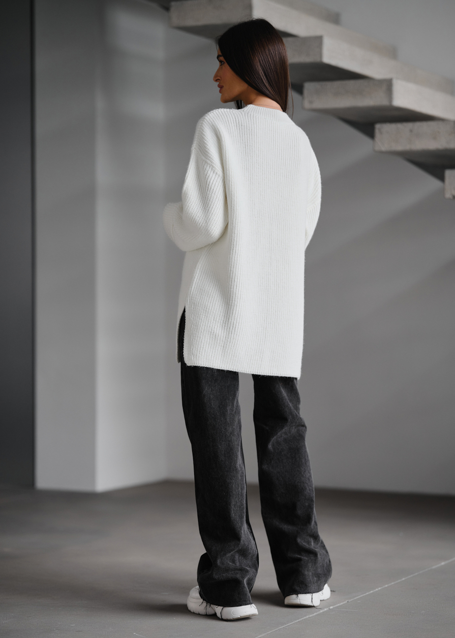 Pulover tricotat de damă Staff lo white oversize