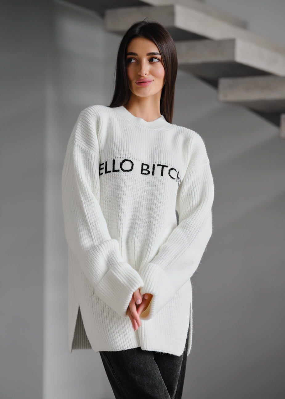 Pulover tricotat de damă Staff lo white oversize