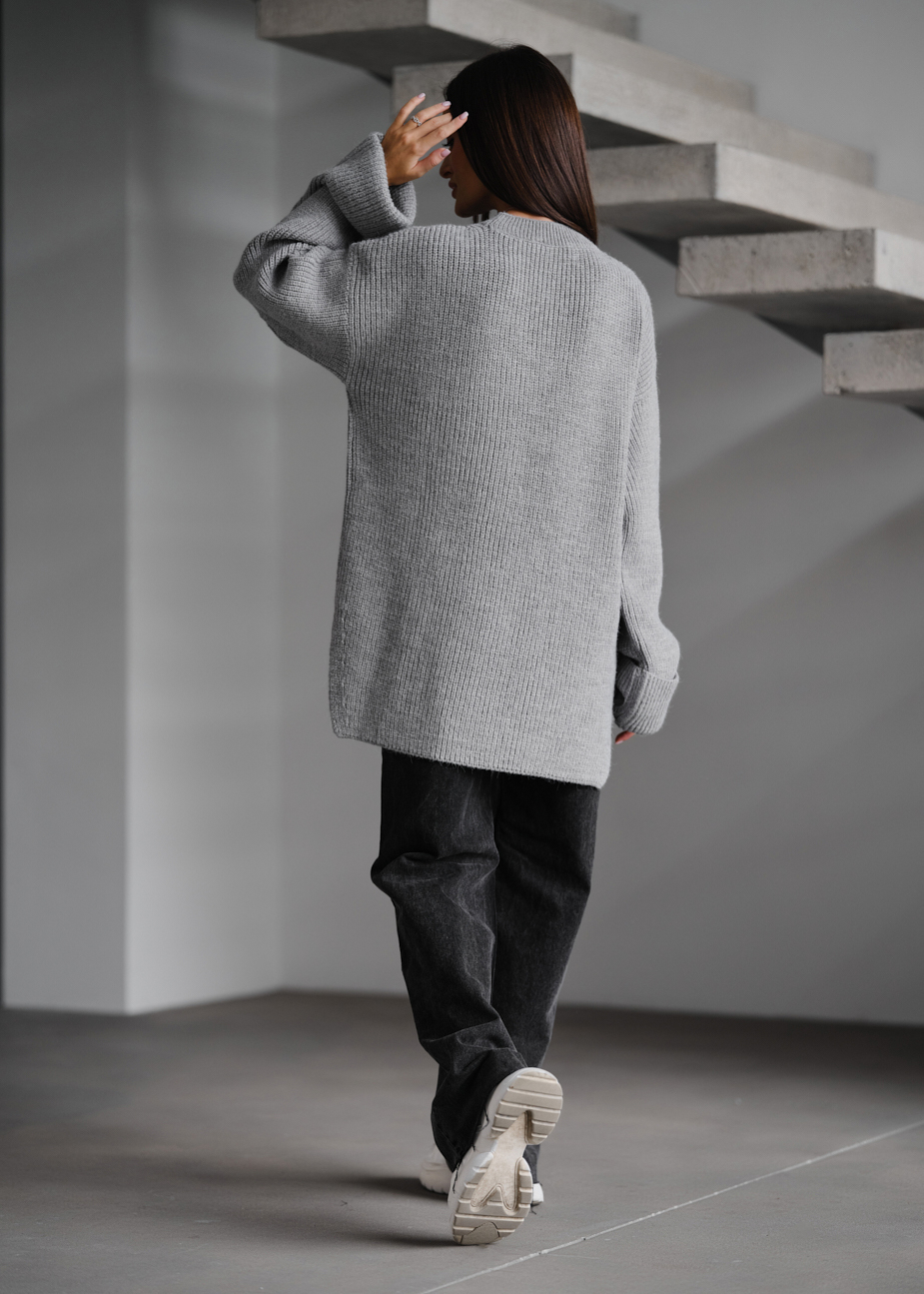 Pulover tricotat de damă Staff lo gray oversize