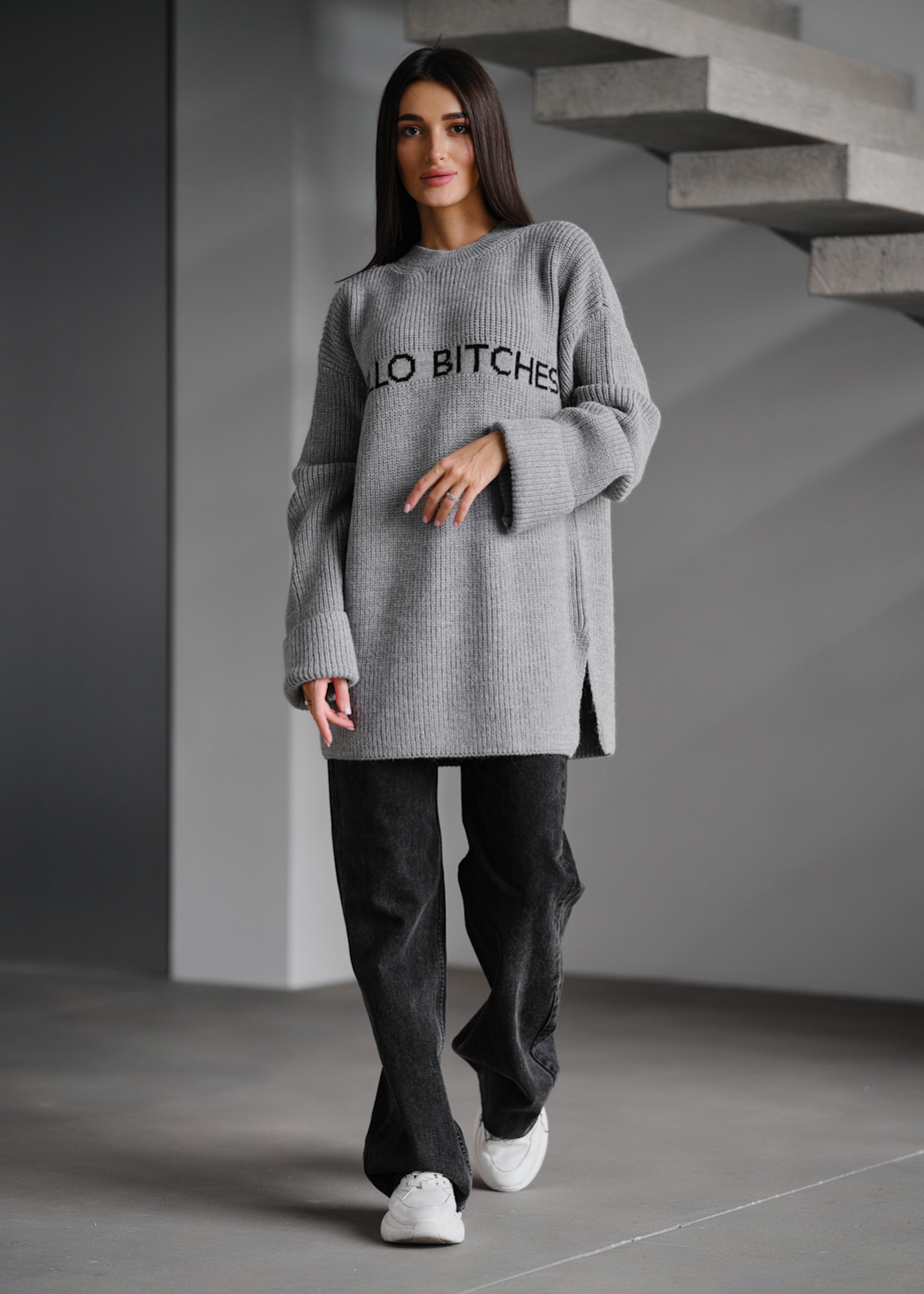 Pulover tricotat de damă Staff lo gray oversize