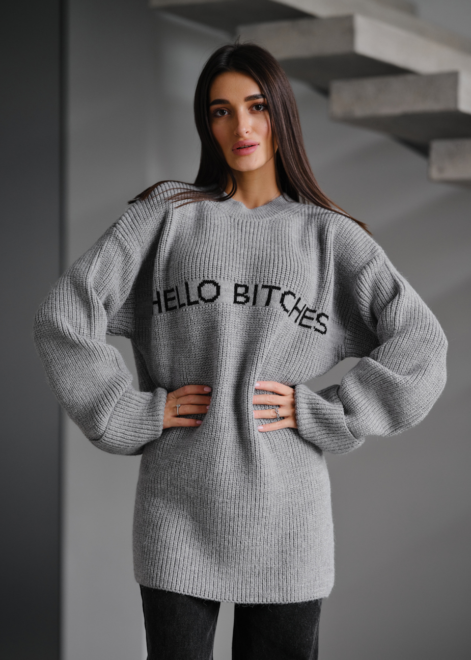 Pulover tricotat de damă Staff lo gray oversize