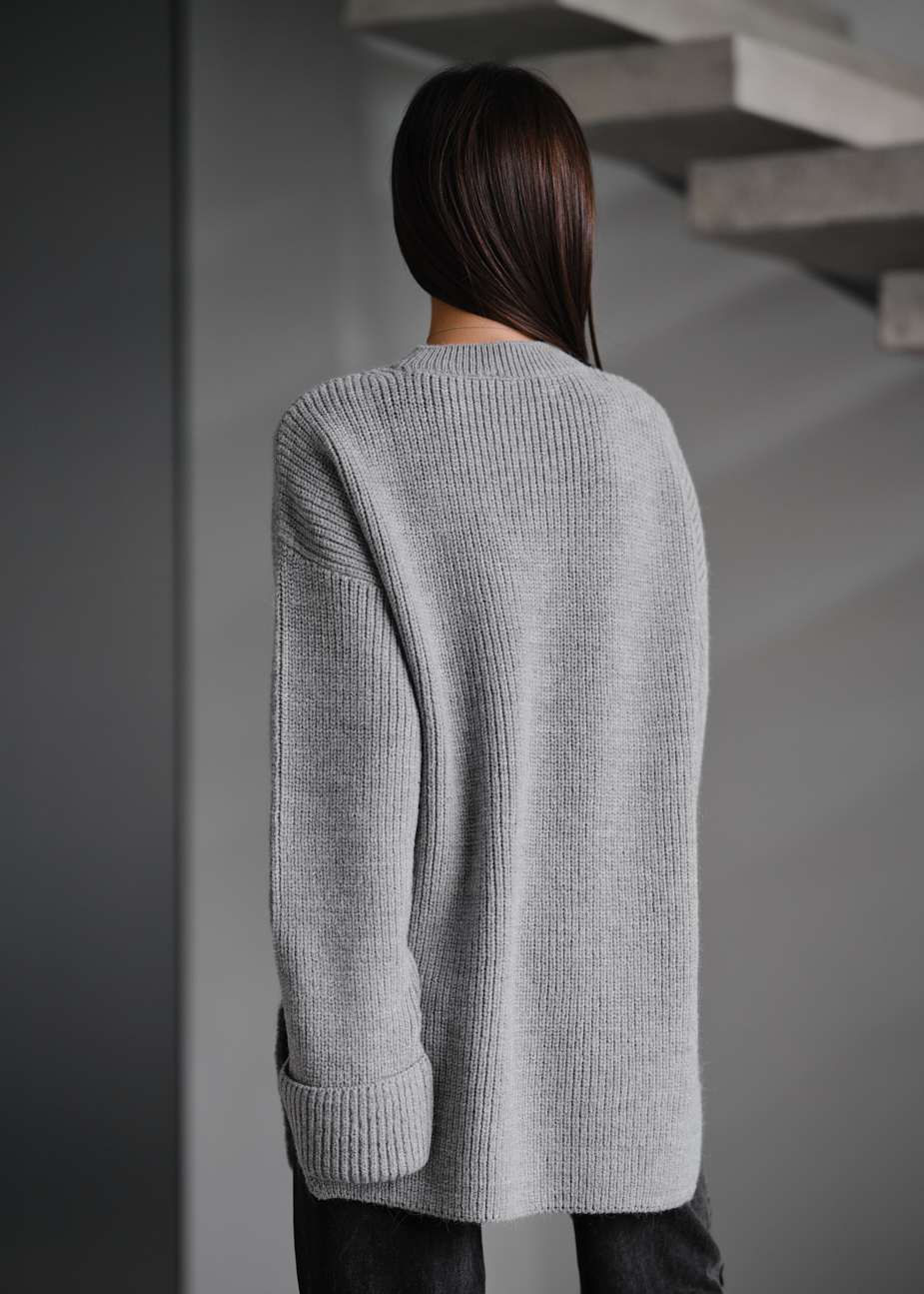 Pulover tricotat de damă Staff lo gray oversize