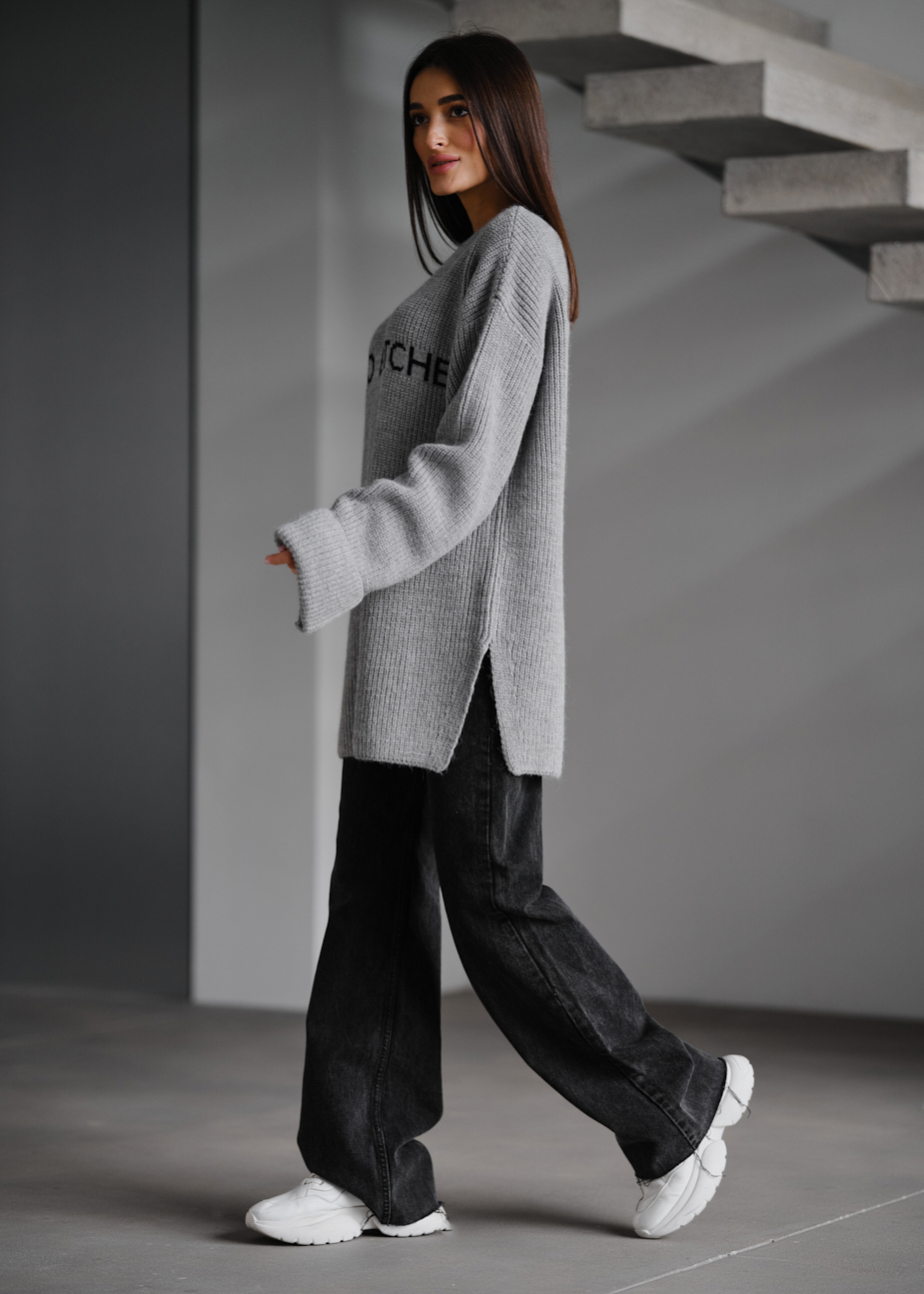 Pulover tricotat de damă Staff lo gray oversize
