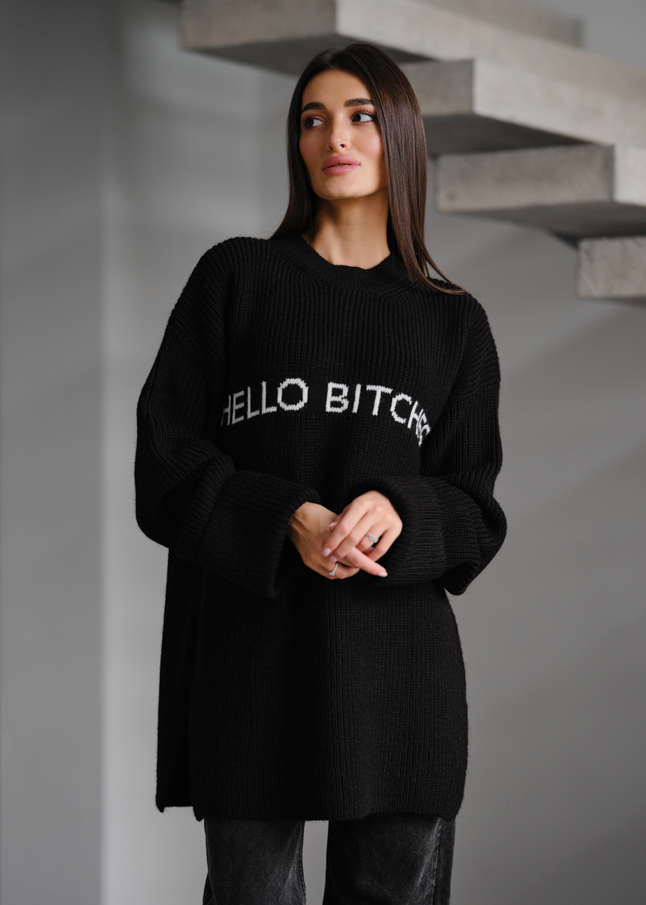 Pulover tricotat de damă  Staff lo black oversize