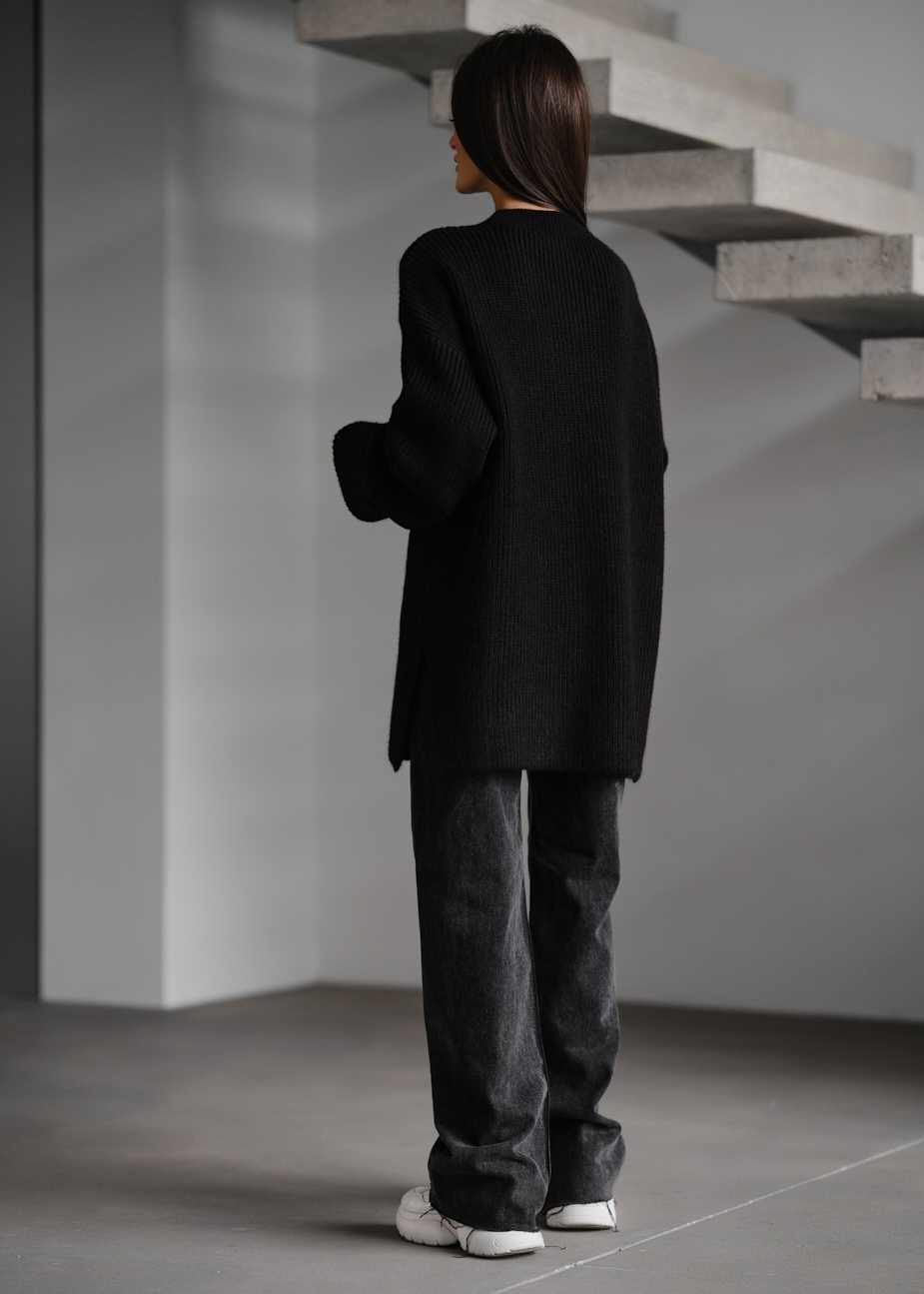 Pulover tricotat de damă  Staff lo black oversize