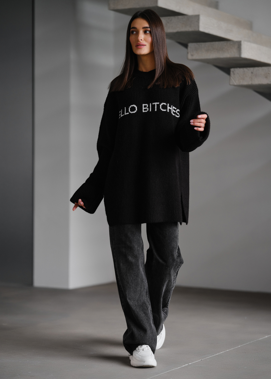 Pulover tricotat de damă  Staff lo black oversize