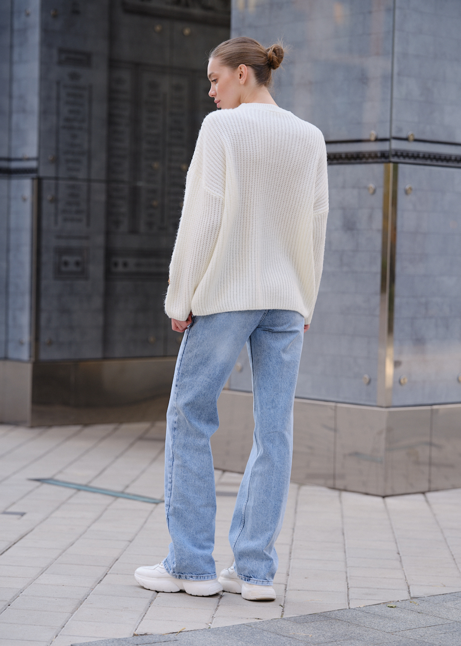 Pulover tricotat de damă Staff bear white oversize
