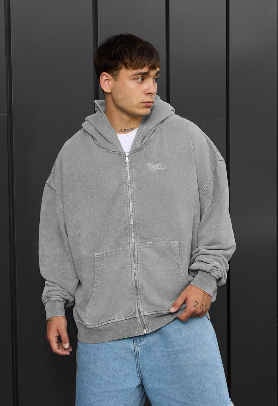 Hanorac Staff va light gray logo oversize