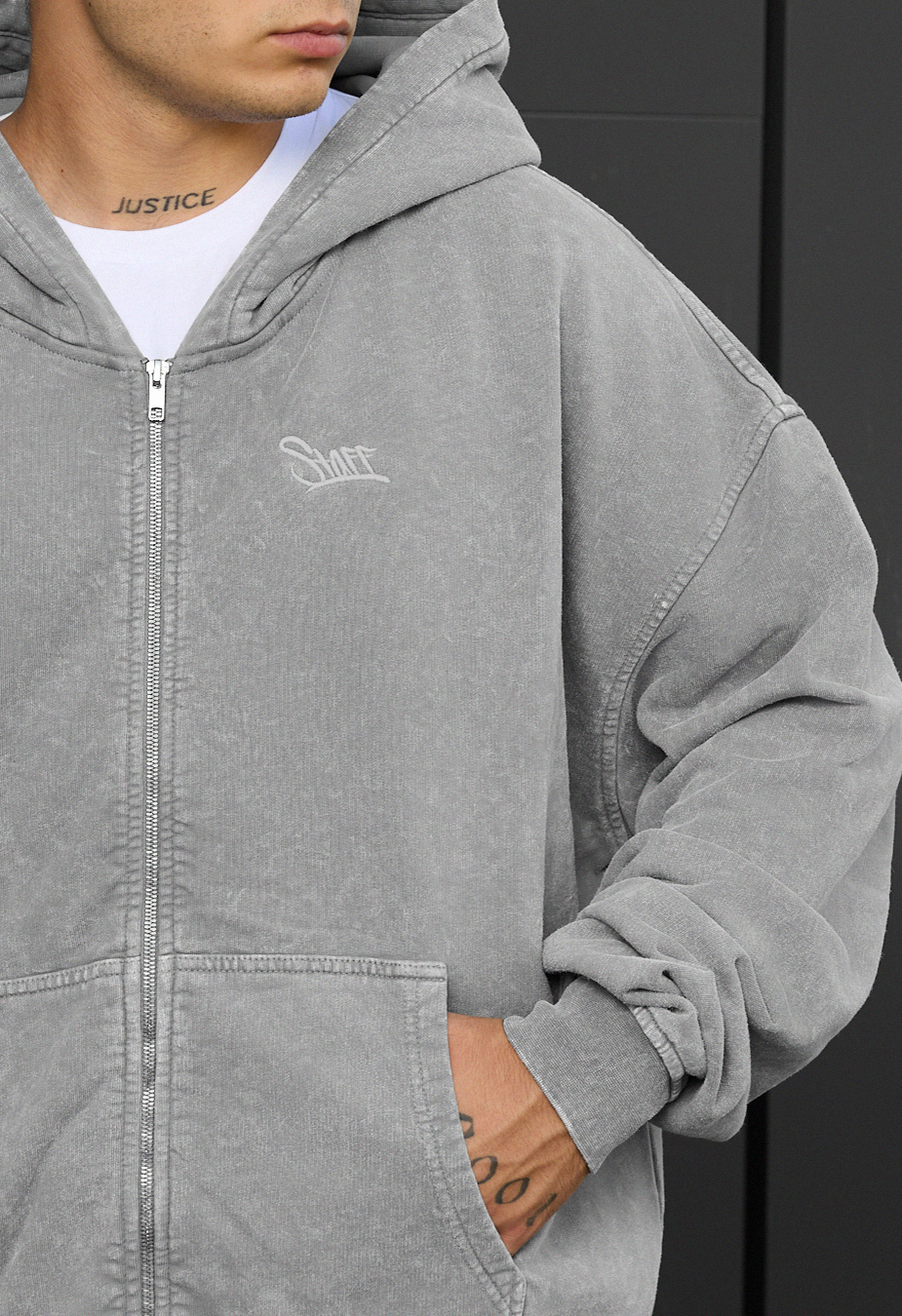 Hanorac Staff va light gray logo oversize
