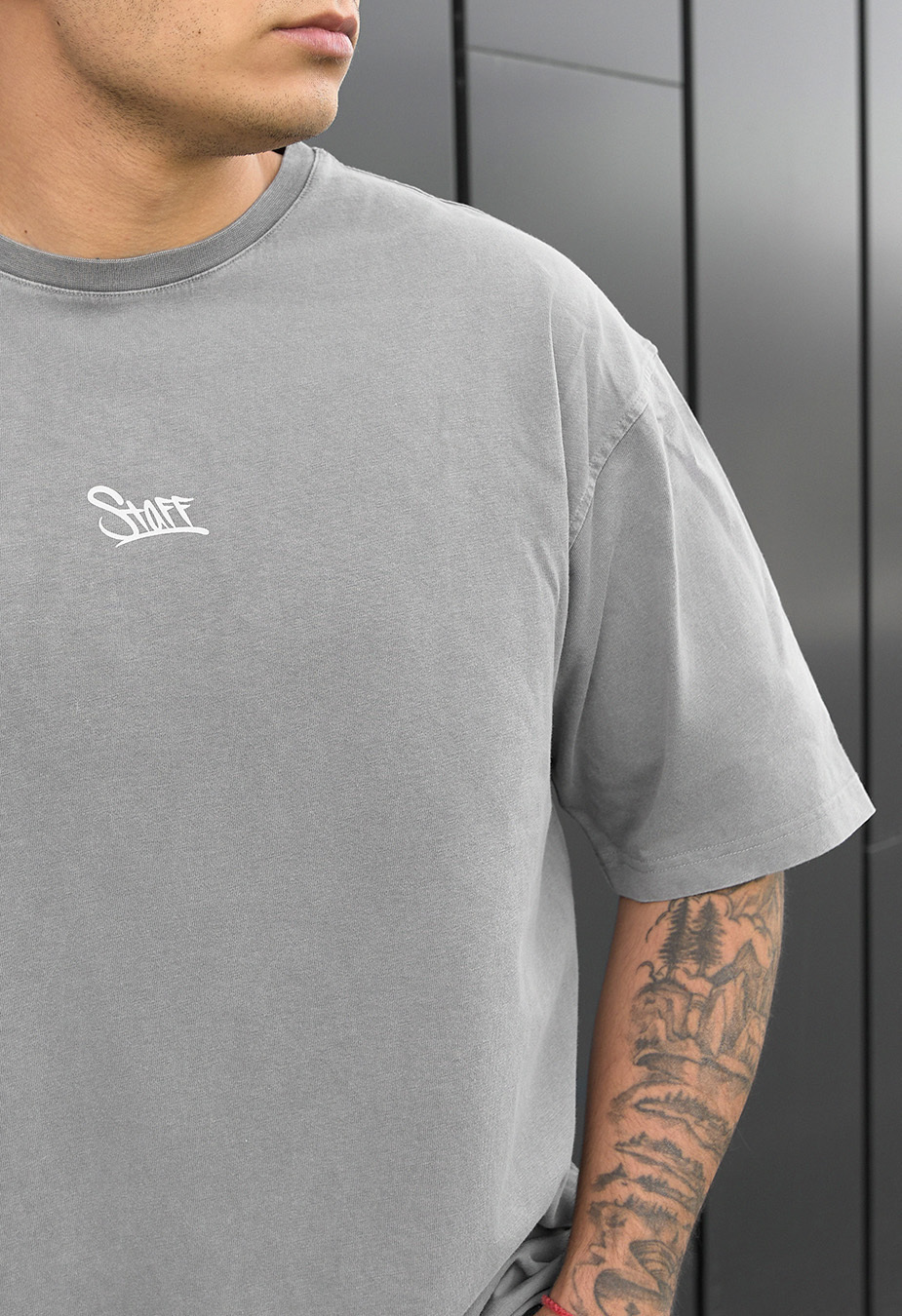 Tricou Staff gray logo oversize