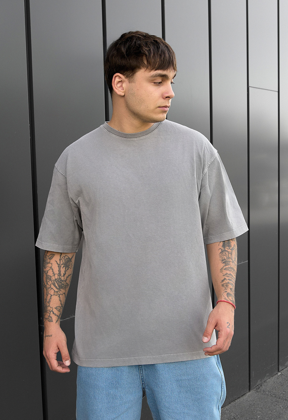 Tricou Staff gray face oversize