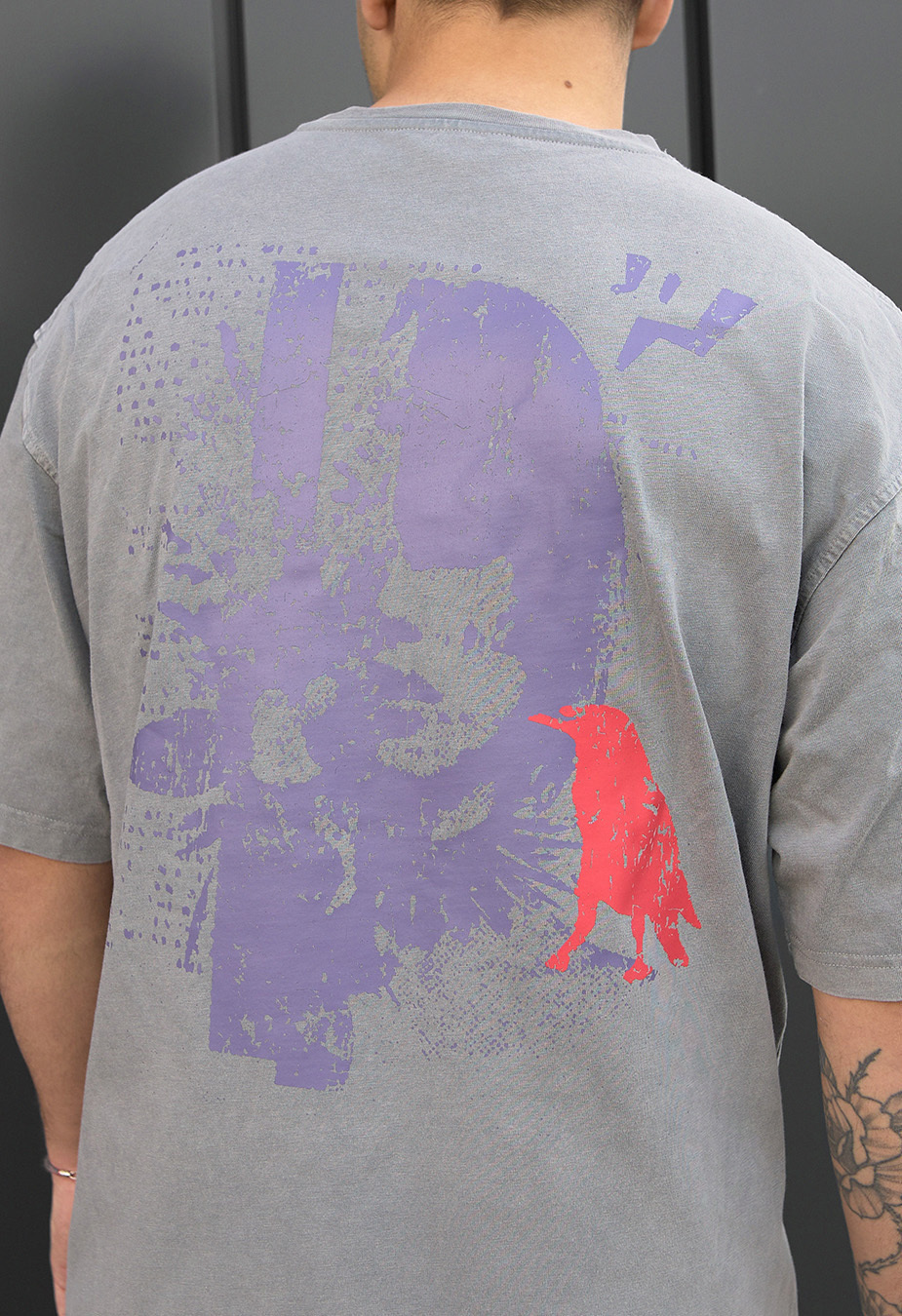 Tricou Staff gray face oversize
