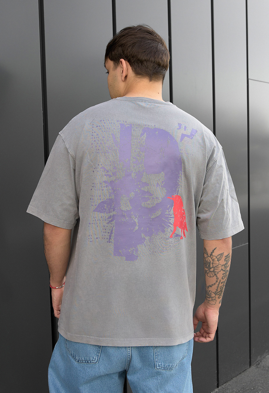 Tricou Staff gray face oversize