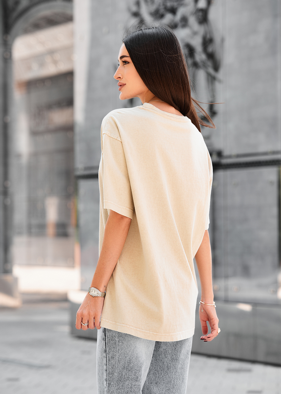 Tricou de damă Staff ri beige oversize