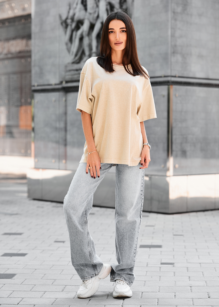 Tricou de damă Staff ri beige oversize